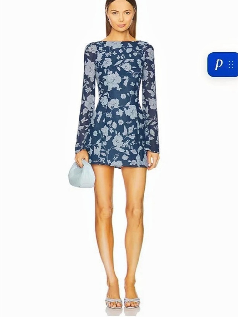 Stone Cold Fox Reversible Style No. SC-OWD321 Blue Floral Mini Dress